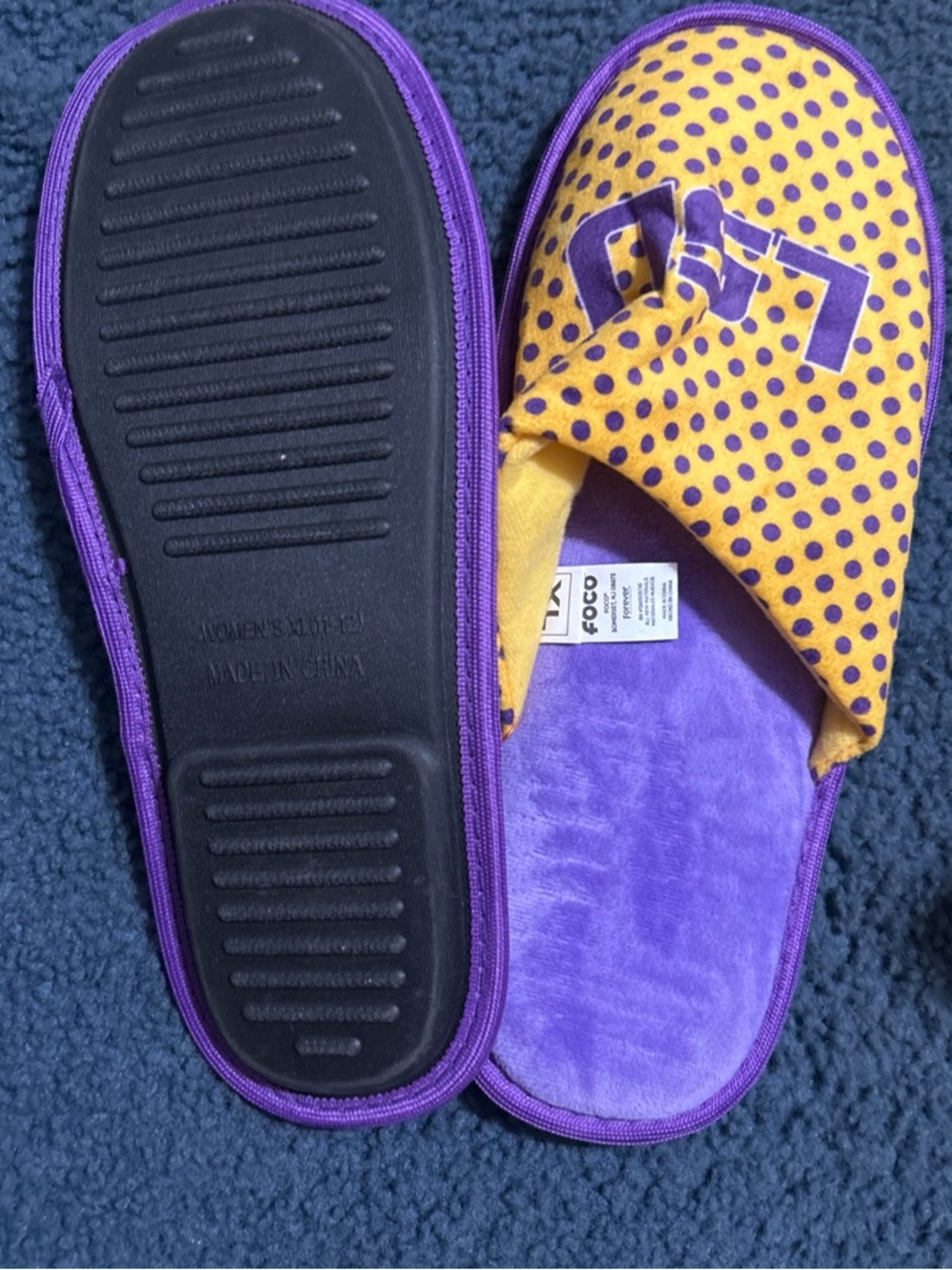 Purple & Yellow Polka Dot Slip-On Slippers